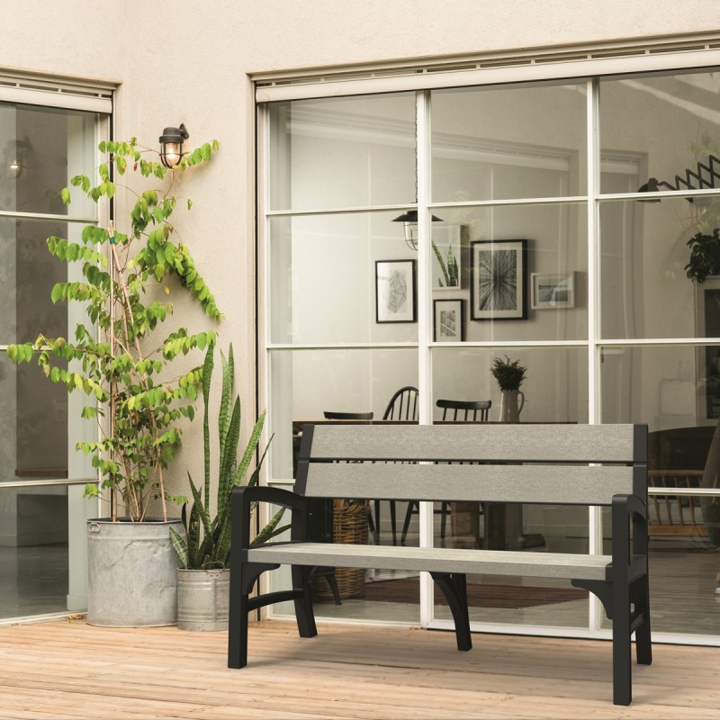 Set mobilier gradina KETER 17205049931 Montero, masa dreptunghiulara, canapea cu 2 locuri, 2 fotolii, fara perne, gri-maroniu, polipropilena
