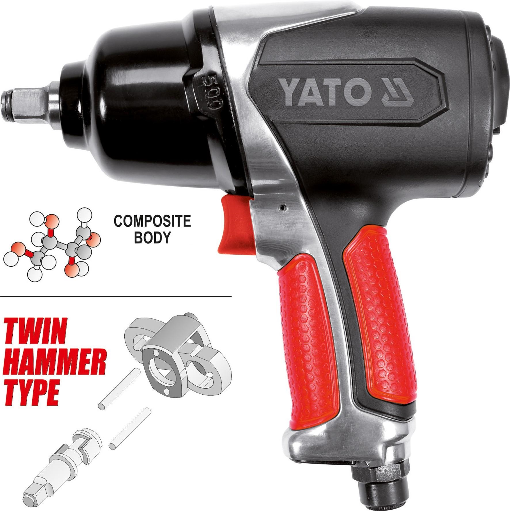 Pistol pneumatic YATO YT-09524, antrenor 1/2 inch, cuplu 680 Nm, consum aer 184 l/min, 7000 rpm