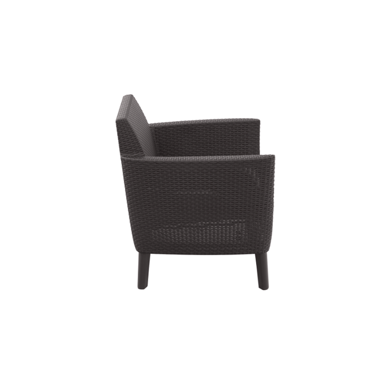 Set mobilier pentru balcon KETER Salemo 253201, masa dreptunghiulara cu spatiu de depozitare, 2 fotolii, 2 perne, maro, polipropilena
