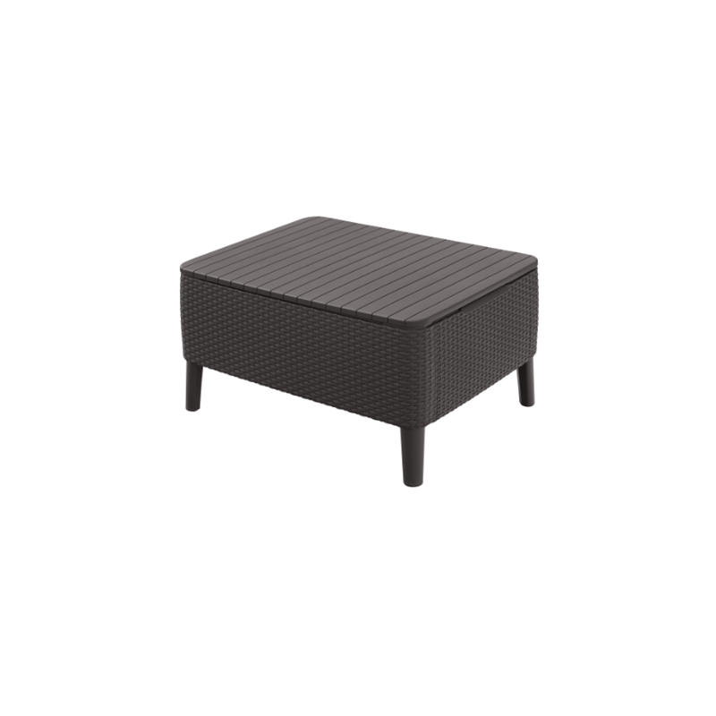 Set mobilier pentru balcon KETER Salemo 253201, masa dreptunghiulara cu spatiu de depozitare, 2 fotolii, 2 perne, maro, polipropilena