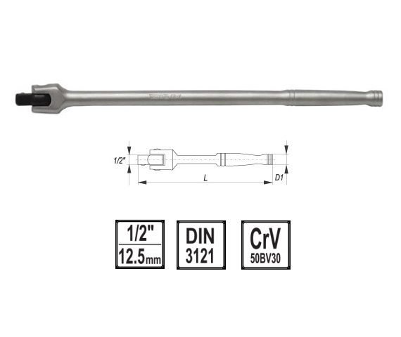 Bara de forta YATO YT-1241, antrenor 1/2 inch, lungime 360 mm