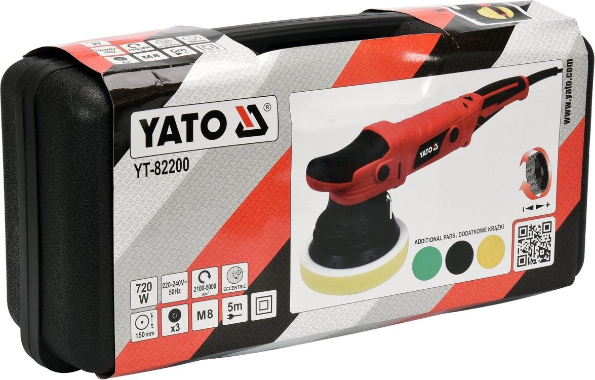 Masina de polisat cu excentric YATO YT-82200, 720 W, diametru disc 150 mm, M8, cu 3 discuri de polishare, cablu 5 metri
