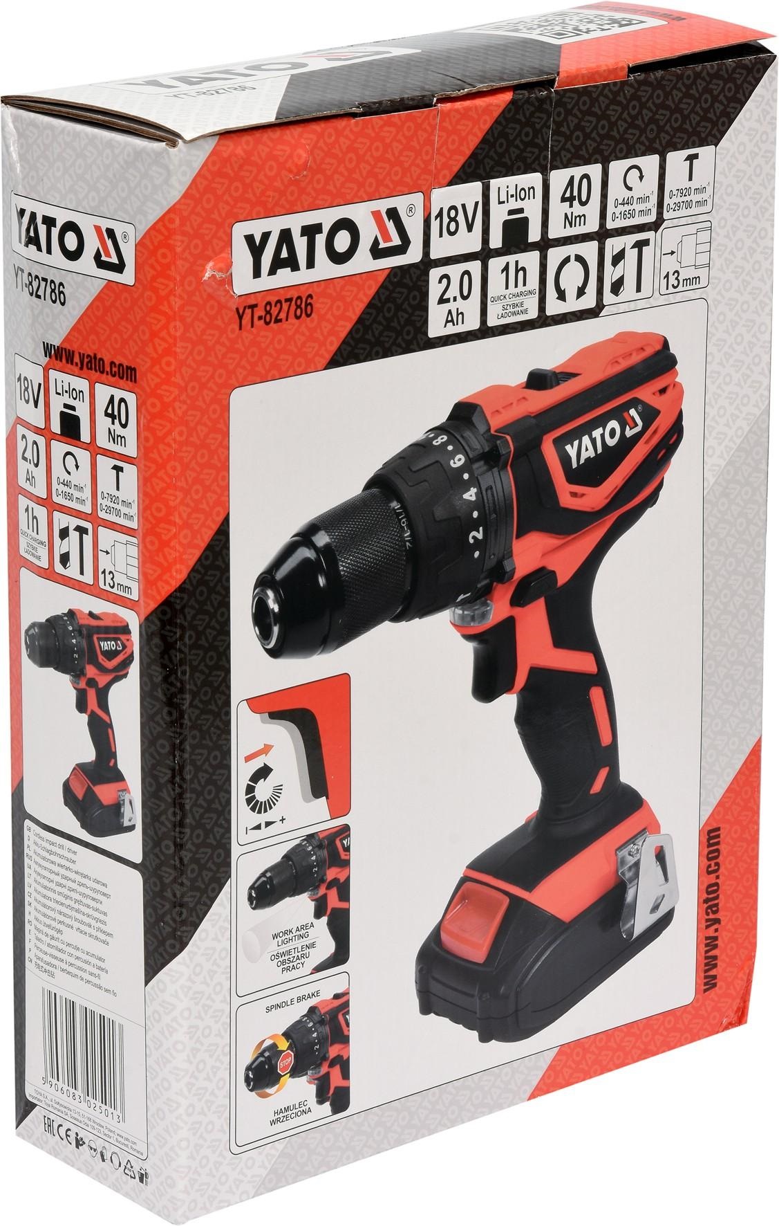 Autofiletanta cu percutie pe acumulator YATO YT-82786, Li-Ion 2.0 Ah, 18V, cuplu 40 Nm, mandrina rapida