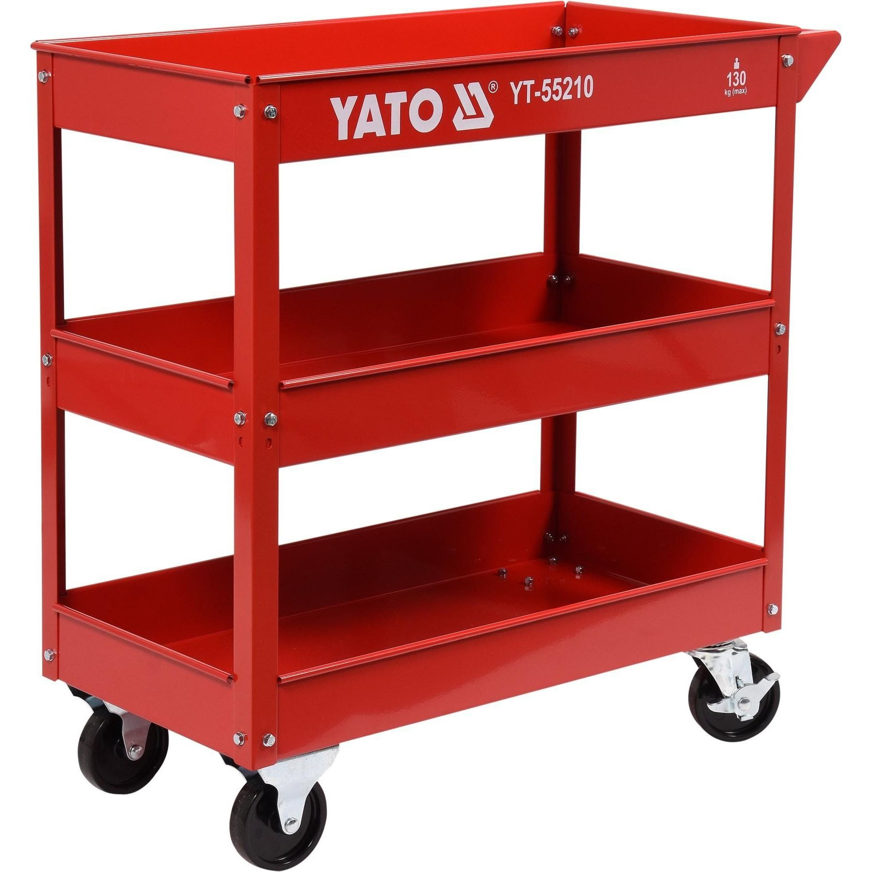 Carucior mobil pentru atelier YATO YT-55210, cu 3 tavi, 795x790x370 mm, 2 x roti cu frana, capacitate incarcare 130 kg