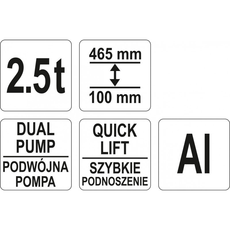 Cric hidraulic tip crocodil YATO YT-17205, capacitate ridicare 2.5 tone, DUAL PUMP, inaltime ridicare 100-465 mm