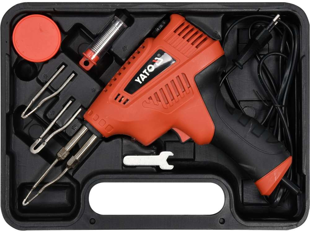 Pistol de lipit YATO YT-82451, 200 W, temperatura de functionare 70-500 Celsius, cu 3 varfuri de schimb, pasta decapanta, cositor