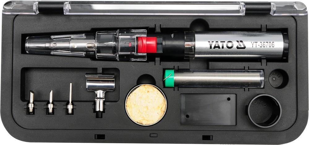 Set ciocan de lipit cu gaz YATO YT-36706, 125 W, temperatura functionare 450/600/1300 Celsius, rezervor gaz 30 ml, cu accesorii