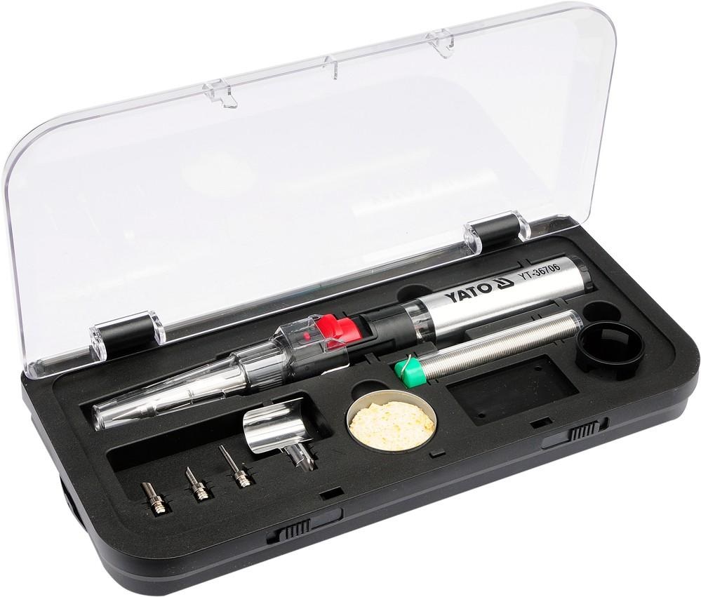 Set ciocan de lipit cu gaz YATO YT-36706, 125 W, temperatura functionare 450/600/1300 Celsius, rezervor gaz 30 ml, cu accesorii