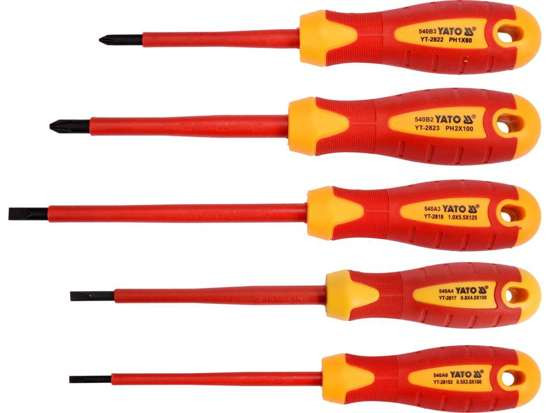Set 5 surubelnițe izolate YATO YT-2827, certificare VDE 1000 V, din otel HRC 56-60