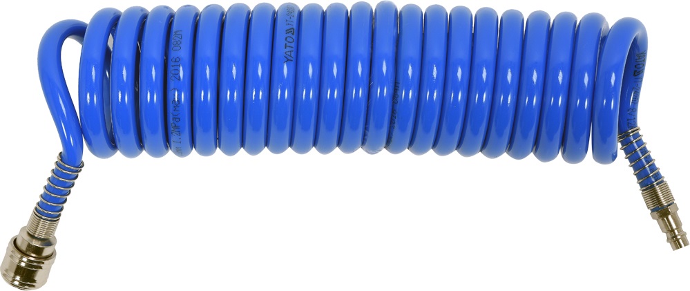 Tub spiralat pentru aer comprimat YATO YT-24207, poliuretan, diametru 8x12 mm, lungime 5 m, cuple rapide