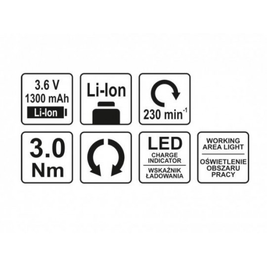 Surubelnita electrica articulata YATO YT-82760, cuplu maxim 3 Nm, 230 rpm, acumulator 3.6 V, 1.3 Ah