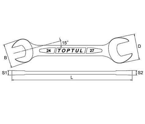 Cheie fixa dubla TOPTUL AAEJ1013, deschidere cheie 10x13 mm, lungime 174 mm, crom vanadiu, finisaj satinat