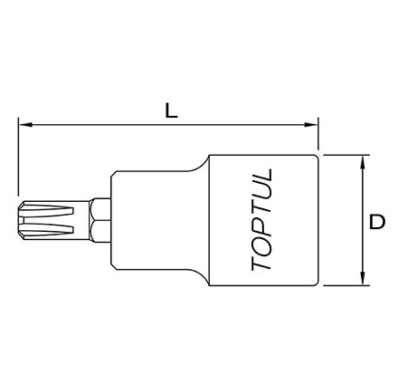 Bit cu soclu tubular TOPTUL BCQA1607, profil torx, prindere patrat 1/2 inch, dimensiune cheie M7, lungime 55 mm