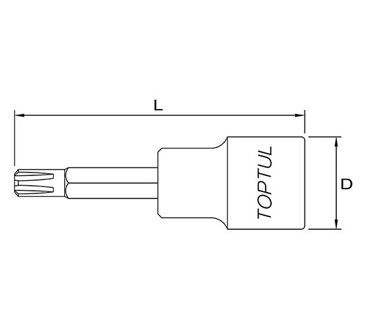 Bit cu soclu tubular TOPTUL BCRA1612, profil torx, prindere patrat 1/2 inch, dimensiune cheie M12, lungime 100 mm