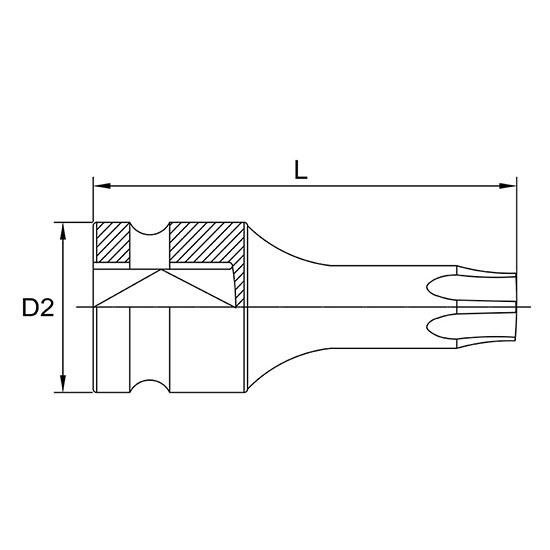 Cheie bit de impact TOPTUL KADA1655, prindere patrat 1/2 inch, profil torx, deschidere cheie T55, lungime 60 mm, crom molibden