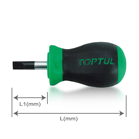 Surubelnita scurta TOPTUL FABB0403, dimensiuni 0.8x4 mm, lungime 85 mm, lungime activa 25 mm, maner ergonomic, aderent