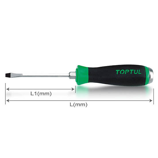 Surubelnita dreapta TOPTUL FAGB0818, dimensiuni 1.2x8 mm, lungime 300 mm, lungime activa 175 mm, maner ergonomic, aderent