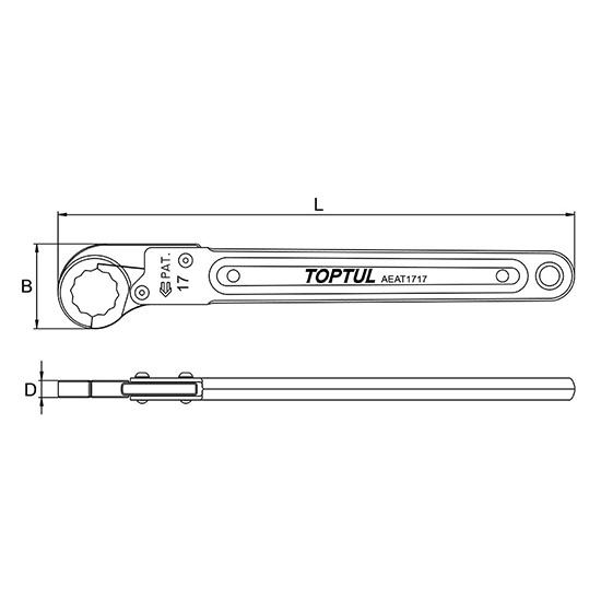 Cheie inelara cu clichet TOPTUL AEAT1111, deschidere cheie 11 mm, lungime 156 mm, clesti crom molibden, corp crom vanadiu