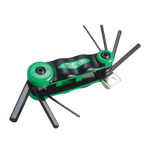 Set chei inbus pliabile TOPTUL AGFB0701, profil hexagonal, dimensiuni 2, 2.5, 3, 4, 5, 6, 8 mm, maner plastic