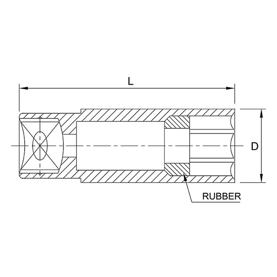 Cheie tubulara pentru bujii TOPTUL BAAR1221, antrenor patrat 3/8 inch, deschidere cheie 21 mm, lungime 67 mm, crom vanadiu