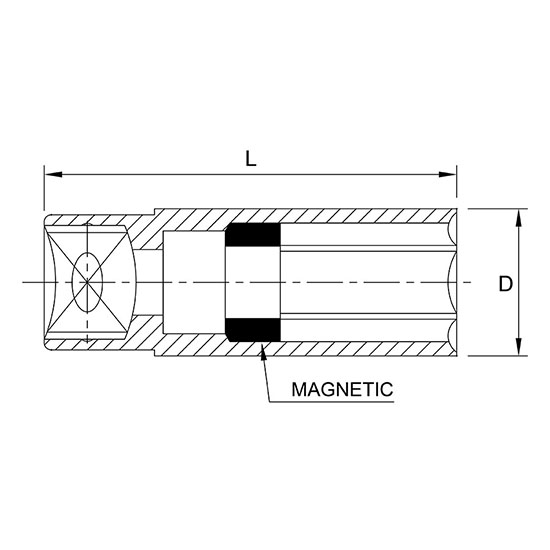 Cheie tubulara magnetica pentru bujii TOPTUL BAAT1616, antrenor patrat 1/2 inch, deschidere cheie 16 mm, lungime 65 mm, crom vanadiu