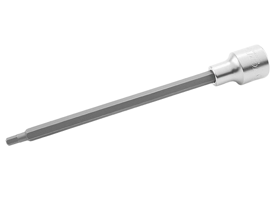 Bit lung cu soclu tubular TOPTUL BCTA1605, profil hexagonal, antrenor patrat 1/2 inch, deschidere cheie 5 mm, lungime 180 mm, crom vanadiu
