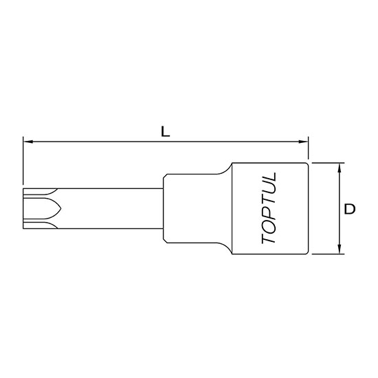Bit cu soclu tubular TOPTUL BCXA1630, profil stea, antrenor patrat 1/2 inch, deschidere cheie T30, lungime 80 mm, crom vanadiu
