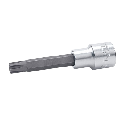 Bit cu soclu tubular TOPTUL BCYA1610S, profil torx, antrenor patrat 1/2 inch, M10S, lungime 100 mm, crom vanadiu, pentru suruburi chiulasa VW, AUDI