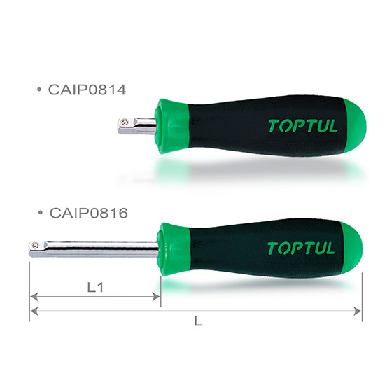 Maner surubelnita tubulara TOPTUL CAIP0816, antrenor patrat 1/4 inch, lungime totala 165 mm, lungime activa 60 mm, maner cauciucat, aderent