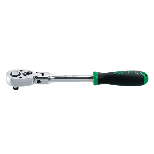 Antrenor clichet reversibil TOPTUL CJHM0814, cu articulatie, eliberare rapida, 72 dinti, antrenor patrat 1/4 inch, lungime 140 mm, finisaj satinat