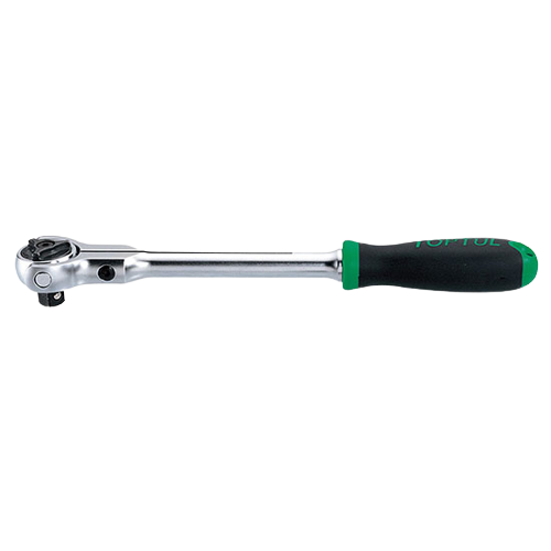 Antrenor clichet reversibil TOPTUL CJLN1224, eliberare rapida, 72 dinti, antrenor patrat 3/8 inch, lungime 240 mm, finisaj satinat