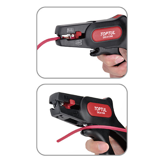 Cleste automat pentru decablat fire TOPTUL DICA1306, dimensiuni 190 mm, capacitate deschidere 0.2-6.0 mm, lame otel, corp fibra de sticla