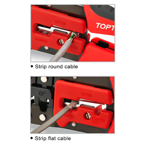 Cleste pentru sertizare TOPTUL DKAC2420, lungime 203 mm, pentru mufe RJ-11, RJ-12, RJ-45, manere plastic