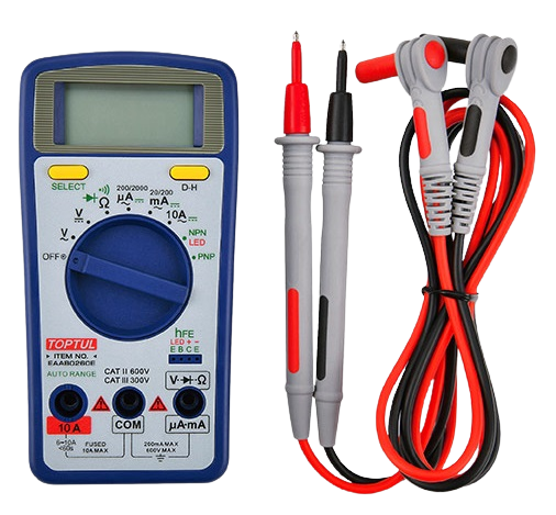 Multimetru digital TOPTUL EAAB0260E, tensiune AC 2-600 V, DC 200mV, 2-600 V, masurare rezistenta, dioda, tranzistor, display LCD