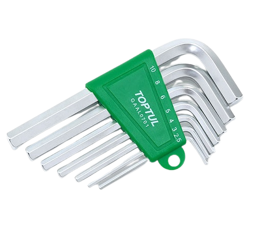 Set 7 chei inbus hexagonale TOPTUL GAAL0701, dimensiuni cheie 2.5, 3, 4, 5, 6, 8, 10 mm, crom vanadiu