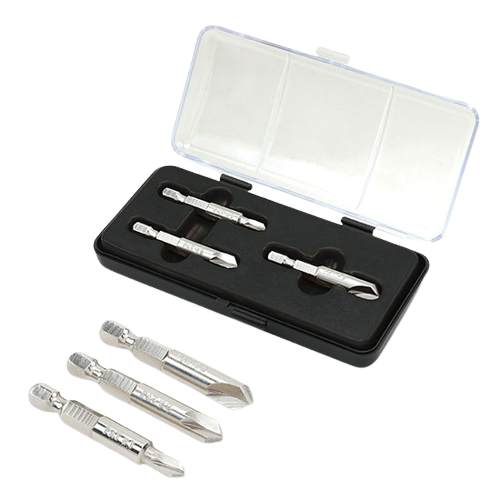 Set 3 extractoare suruburi TOPTUL JGAW0301, profil hexagonal 1/4 inch, cutie depozitare