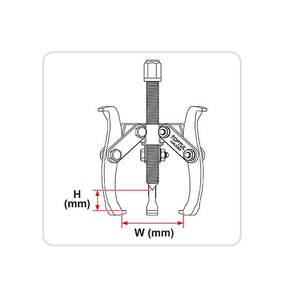Extractor pentru rulmenti TOPTUL JJAL0306, cu 3 gheare, deschidere falci 60-150 mm, lungime cursa 140 mm, capacitate tragere 7.5 tone