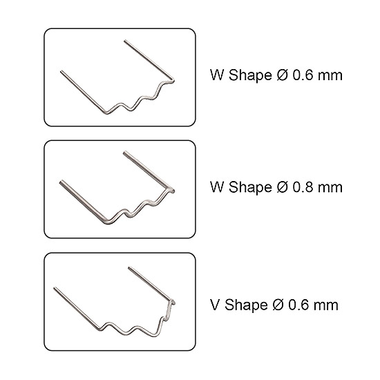 Set 100 capse pentru reparatii plastic TOPTUL JLAV0208, forma capse W, diametru sarma 0.8 mm, otel inoxidabil