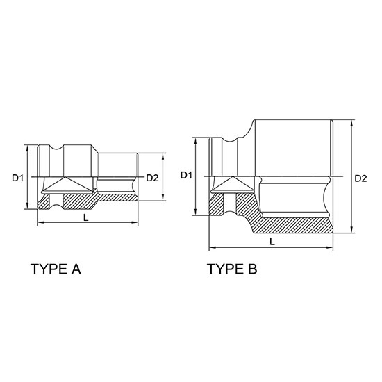 Cheie tubulara de impact TOPTUL KABA1621, prindere patrat 1/2 inch, profil hexagonal, deschidere cheie 21 mm, lungime 40 mm, crom molibden