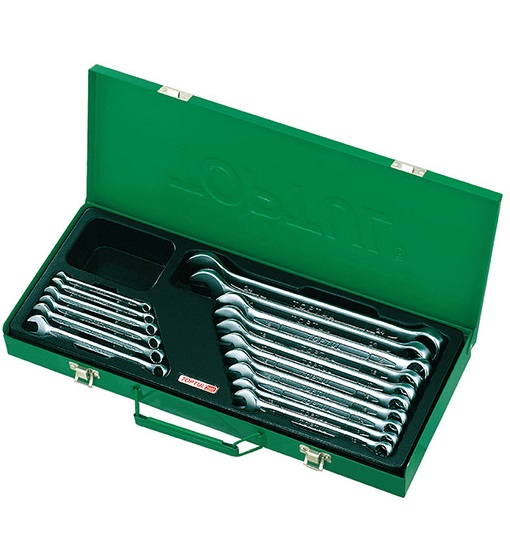 Trusa 16 chei combinate TOPTUL GAAD1602, deschidere chei 6, 7, 8, 9, 10, 11, 12, 13, 14, 15, 16, 17, 18, 19, 22, 24 mm, satinat, cutie metalica