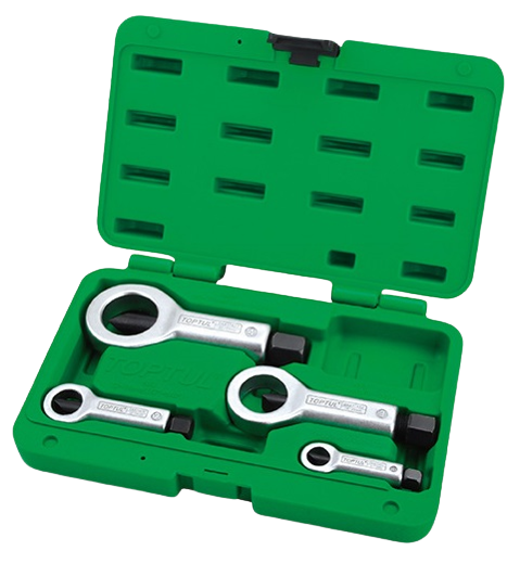 Set 4 chei pentru taiat piulite TOPTUL GAAI0402, dimensiuni taiere maxima 9-12 mm, 12-16 mm, 16-22 mm, 22-27 mm, cutie depozitare