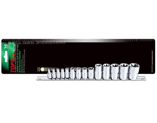 Set 14 chei tubulare TOPTUL GAAR1402, prindere 1/4 inch, 3/8 inch, 1/2 inch, deschidere chei E4-E24