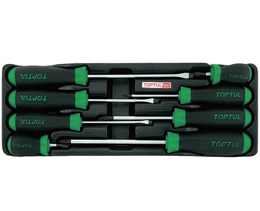 Set 8 surubelnite TOPTU GAAT0805, profil drept 4x100, 5.5x100, 6.5x150, 6.5x25 mm, phillips PH1x80, PH2x100, PH3x150, PH2x25 mm