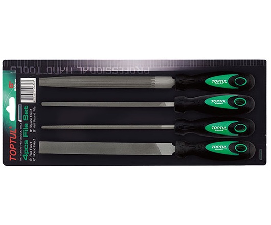 Set 4 pile TOPTUL GBAR0401, forma patrata, plata, semi-rotunda, rotunda, lungime 203.2 mm