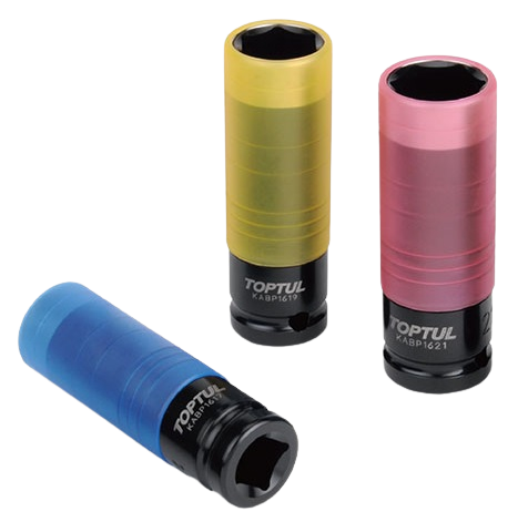 Trusa 3 chei tubulare de impact pentru jante aluminiu TOPTUL GDAS0301, prindere 1/2 inch, deschidere chei 17, 19, 21 mm