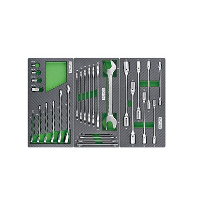 Dulap mobil pentru scule cu 8 sertare TOPTUL GE32203, cu roti pentru deplasare, negru/gri, echipat 322 piese