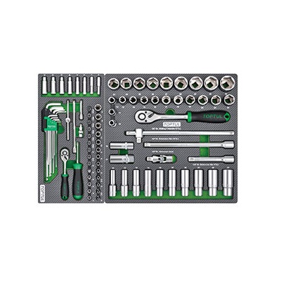 Dulap mobil pentru scule cu 8 sertare TOPTUL GE32203, cu roti pentru deplasare, negru/gri, echipat 322 piese