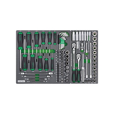 Dulap mobil pentru scule cu 8 sertare TOPTUL GE32203, cu roti pentru deplasare, negru/gri, echipat 322 piese