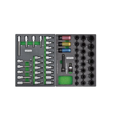 Dulap mobil pentru scule cu 8 sertare TOPTUL GE32203, cu roti pentru deplasare, negru/gri, echipat 322 piese