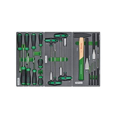 Dulap mobil pentru scule cu 8 sertare TOPTUL GE32203, cu roti pentru deplasare, negru/gri, echipat 322 piese